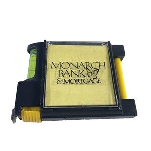Vintage Bostic Tape Measure with Belt Clip Level sticky notes & pen Black Yellow